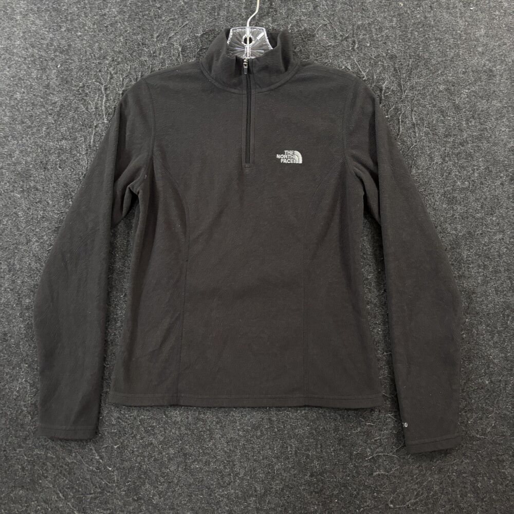 The North Face TKA 100 Fleece Pullover Women's XS Black Floral 1/4 Zip Top